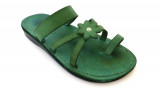 Sandale Flower Verzi Deget, 36, 39, Piele naturala, Verde, Sandaleromane