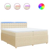 Cumpara ieftin Pat box spring cu saltea, crem, 200x200 cm, textil
