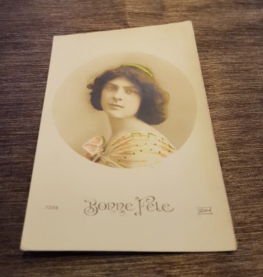 &amp;#039;Bonne F&amp;ecirc;te&amp;#039; Carte poștală vintage &amp;ndash; Franța foto