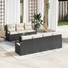 vidaXL Set de canapele pentru grădină 8 pcs Negru și alb