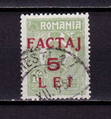 RO 1905, Taxa de factaj supratipar 5Lei/10B Ferdinand , stampilat foto