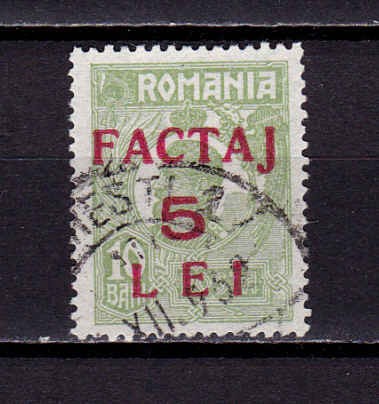 RO 1905, Taxa de factaj supratipar 5Lei/10B Ferdinand , stampilat