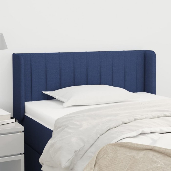 vidaXL Tăblie de pat cu aripioare albastru 103x16x78/88 cm textil 3119002
