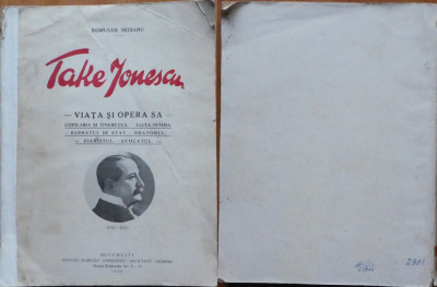 Romulus Seisanu , Take Ionescu , Viata si opera sa , 1930 , editia 1 foto