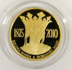 100 LEI 2010 - MONEDA AUR - REGINA MARIA - 135 ANI DE LA NASTERE