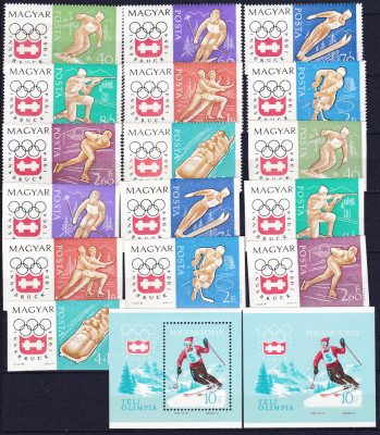 DB1 Olimpiada Innsbruck 1964 Ungaria 2 x 8 v. + 2 x SS DT. + NDT. SS MNH foto