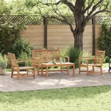 Set de canapele pentru grădină 4 pcs natural Lemn masiv de tec