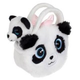 Panda de Plus Mini &icirc;n Geantă, 11 cm, Alb și Negru, CMCLASS