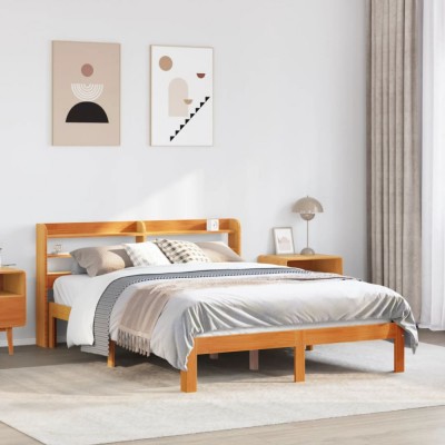 vidaXL Cadru pat fără saltea, maro ceruit, 120x190 cm, lemn masiv pin 3306800 foto