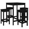 Set mobilier bar de gradina, 5 piese, negru, lemn masiv de pin