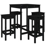 Set mobilier bar de gradina, 5 piese, negru, lemn masiv de pin