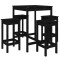 Set mobilier bar de gradina, 5 piese, negru, lemn masiv de pin