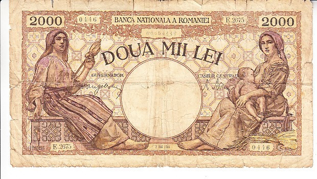 B12 - Bancnota Romania - 2000 lei emisiune mai 1944