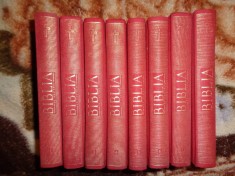 Biblia cu ilustratii , versiune diortosita dupa Septuaginta ,redactata si adnotata de Bartolomeu Valeriu Anania / 8 volume