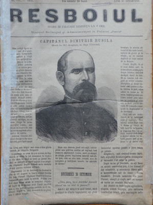 Ziarul Resboiul, nr. 101,1877, gravura, Capitanul Dimitrie Busila foto