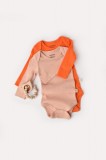 Set 2 body-uri cu maneca lunga bebe unisex din bumbac organic si modal - Rodie/Piersica, BabyCosy (Marime: 0-3 Luni)