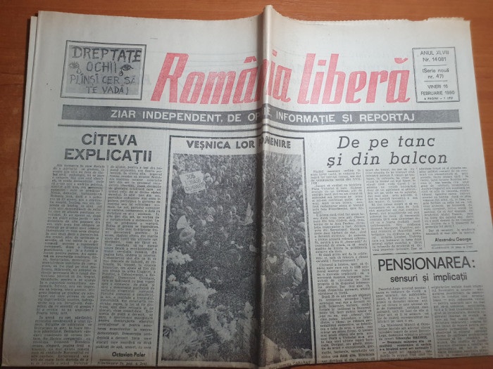 romania libera 16 februarie 1990-art. &quot; de pe tanc si din balcon&quot;