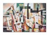 Tablou cubist pictat manual, Adagio pentru vioara in G minor, 100x70cm ulei pe panza, Vlad Soltan