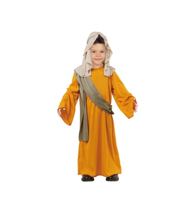 Costum carnaval Pastor pentru copii cu halat, esarfa si batic, 3 - 4 ani (92 - 104 cm)