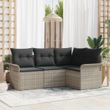VidaXL Set de canapele pentru grădină 4 pcs Gri deschis Rattan poli