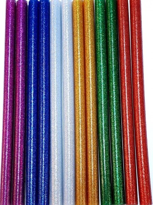 Set 12 baghete de silicon colorate cu sclipici diametru 11 mm si lungime 20 cm foto
