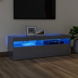 Cumpara ieftin Comodă TV cu lumini LED, gri extralucios, 120x35x40 cm