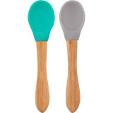 Minikoioi Spoon with Bamboo Handle linguriță Green/Grey 2 buc