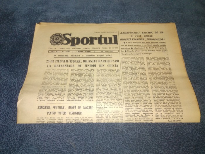 ZIARUL SPORTUL 1 AUGUST 1985