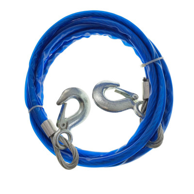Cablu de tractare, din otel, izolat, lungime 4 m, grosime 12 mm, sarcina maxima 5 T, albastru foto