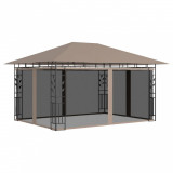 VidaXL Pavilion cu plasă anti-ț&acirc;nțari, gri taupe, 4x3x2,73 m, 180 g/m&sup2;