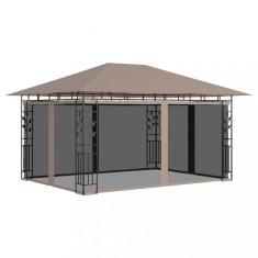 Gossi pavilion cu plasa anti-tantari, gri taupe, 4x3x2,73 m, 180 g/m2