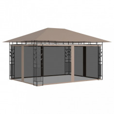 vidaXL Pavilion cu plasă anti-țânțari, gri taupe, 4x3x2,73 m, 180 g/m²