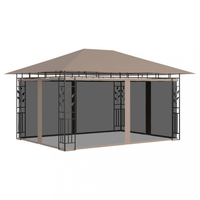 vidaXL Pavilion cu plasă anti-ț&acirc;nțari, gri taupe, 4x3x2,73 m, 180 g/m&sup2;