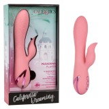 Vibrator Rabbit CalExotics Pasadena Player, Silicon, Roz, 21.5 cm, 10 Moduri Vibratie, Waterproof, USB Reincarcabil