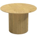 HOMCOM Masă de dining rotundă modernă pentru 4-6 persoane, masă de bucătărie de 110 cm cu bază cilindrică canelată, Stejar | Aosom Romania