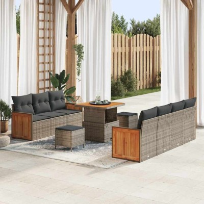 vidaXL Set de canapele pentru grădină 10 pcs Gri 80 x 80 x 71 cm 3363268 foto