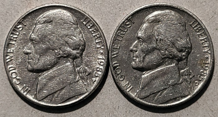 5 centi SUA - 1985 D+P