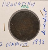 654 Argentina 2 Centavos 1893, KM#33