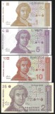 CROATIA SET / LOT ( 4 bancnote ) 1 + 5 + 10 + 25 DINARI 1991 - ( P-16a + P-17a + P-18a + P-19 ) UNC , necirculate