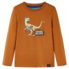 Tricou pentru copii cu m&acirc;neci lungi, coniac, 128 12837, vidaXL
