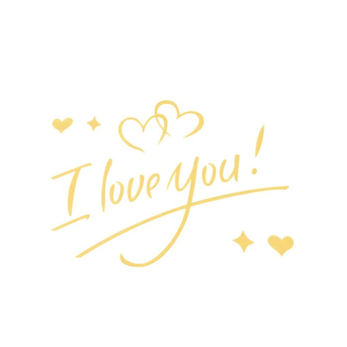 Autocolant i love you, flippy, tematica iubire, 21x29 cm, auriu