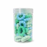 Cumpara ieftin Set 50 elastice par verde si albastru, fixare sigura, borcan transparent depozitare