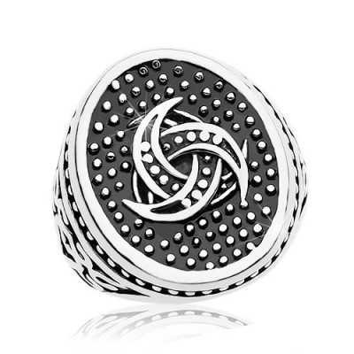Inel din oțel, oval punctat cu motiv Celtic, ornamente pe brațe - Marime inel: 68 foto