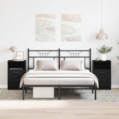 vidaXL Dulap de noapte cu sertar 2 pcs Stejar negru 40 x 35 x 65 cm 862742