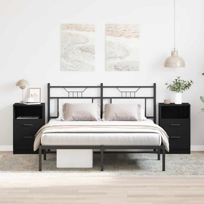 vidaXL Noptiere, 2 buc., stejar negru, 40x35x65 cm, lemn prelucrat