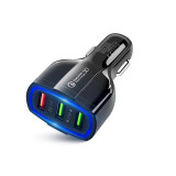 Incarcator auto cu incarcare rapida Qualcomm Fast Charge, 3 porturi USB QC 3.0 7A, cu LED BLUE, negru, Elmhurst