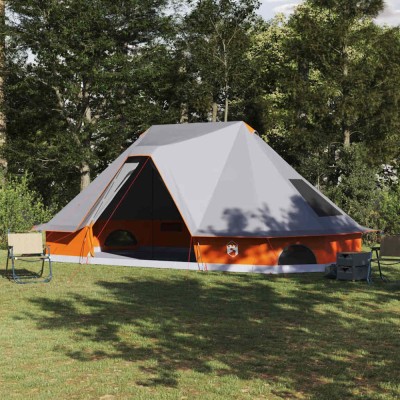 vidaXL Cort de familie Tipi Pliere Gri, Portocaliu 680 x 430 x 270 cm foto