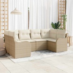 vidaXL Set de canapele pentru grădină 6 pcs Bej și alb Rattan poli 3354510