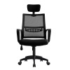 Scaun ergonomic rotativ, inaltime reglabila 108-118 cm, tetiera integrata, mesh si burete, negru, ProCart