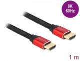 Cablu Ultra High Speed HDMI 48 Gbps 8K60Hz/4K240Hz 1m Rosu Certificat, Delock 85773